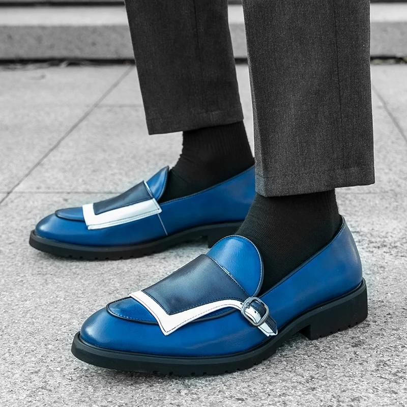 Мужские плоские дизайнерские туфли с круглым носком, повседневные кожаные деловые туфли, новые уличные противоскользящие повседневные противоскользящие деловые туфли