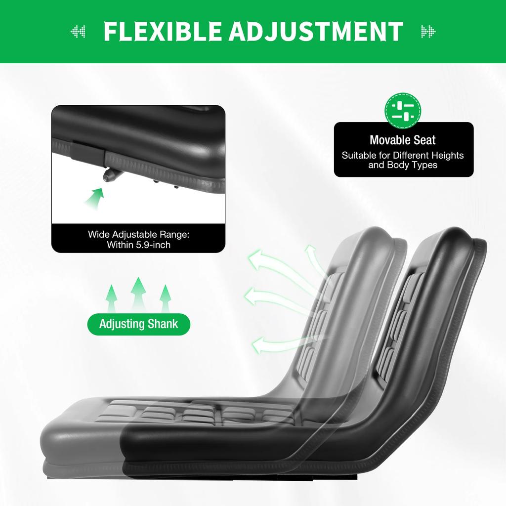 Регулируемое противоскользящее сиденье для трактора с водонепроницаемой ПВХ кожей, подушка грузоподъемностью 220 фунтов для сельскохозяйственной техники