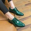 Spring Hot Selling Men's Fashionable Green Block Lace Up Pointed Formal Leather Shoes Fashion Brand Men Comfortable Party Shoes