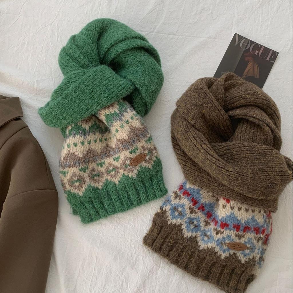 Шерстяной вязаный шарф Fair Island для женщин, осенне-зимний, теплый, студенческий, рождественский, шерстяной шарф