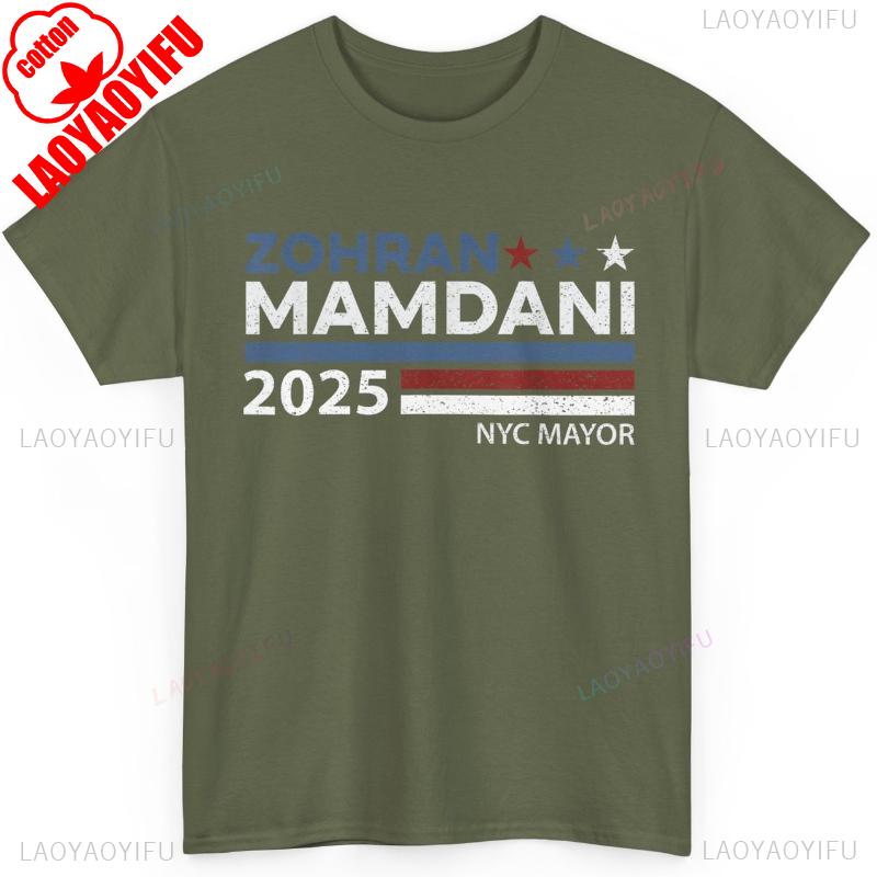 Футболка в поддержку Зохрана Мамдани Zohran for NYC Mayor 2025 Футболка с круглым вырезом с коротким рукавом Повседневные модные топы Хлопковые рубашки Футболки