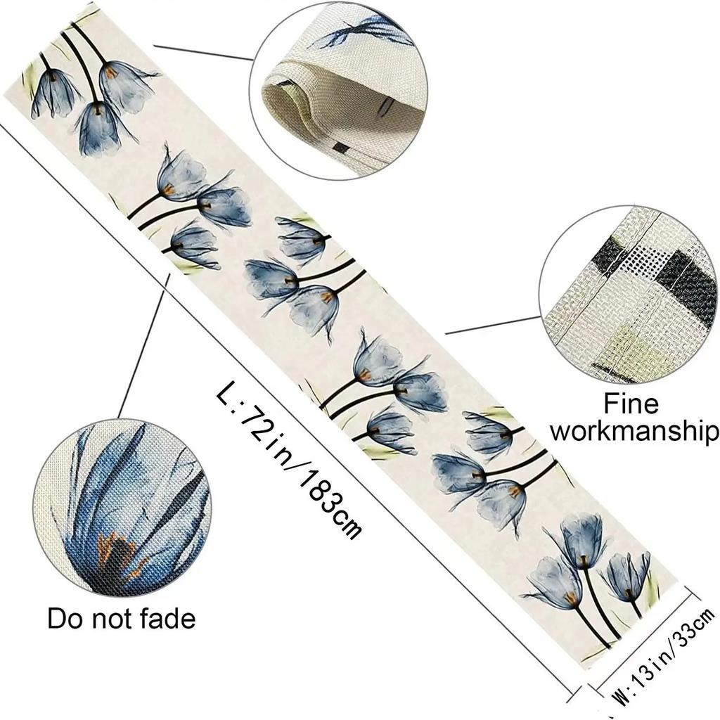 Тюльпановый льняной стол в деревенском стиле фермерский стиль дорожка для стола 13X70 дюймов, украшение для обеденного стола на кухне для дома и улицы