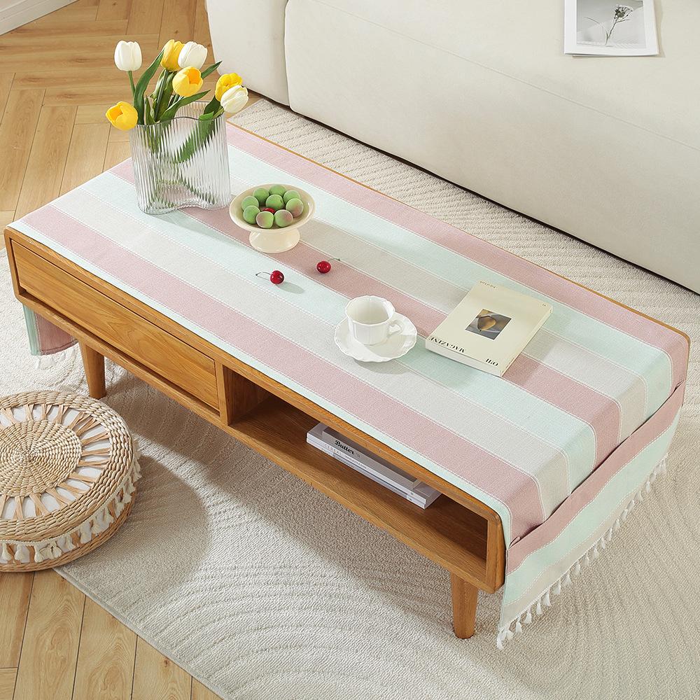 Rectangle Tablecloth Coffee Table Mat Table Mat Fabric Embroidery Jacquard Tassel Household Dust Cover