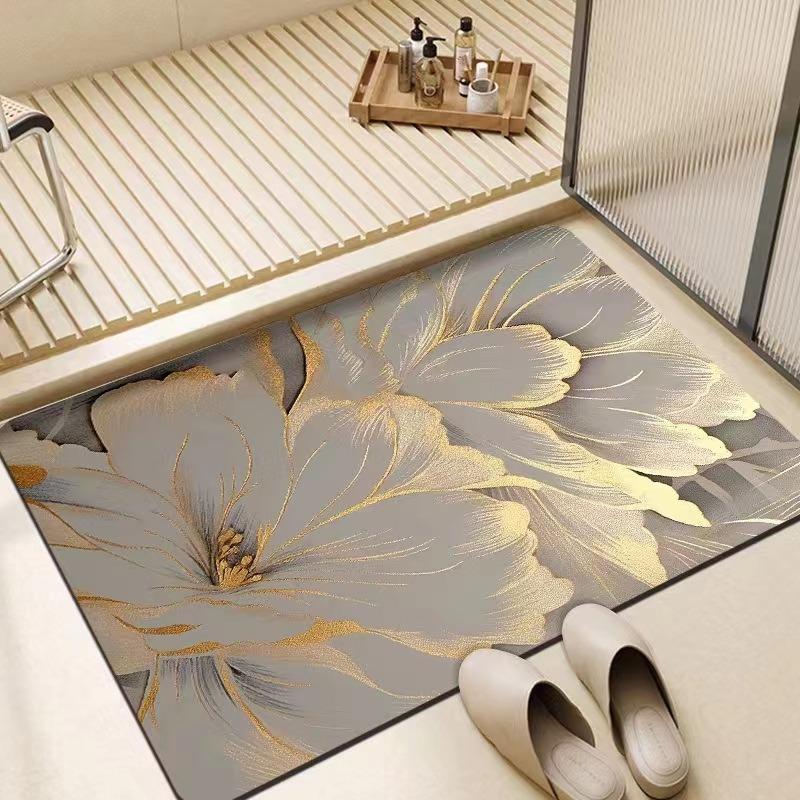 Легкий Роскошный Цветочный Дверной Коврик Супер Впитывающий Диатомовая Грязь Коврик для Ванной Комнаты Коврик для Кухни Противоскользящий Домашний Ковер для Прихожей