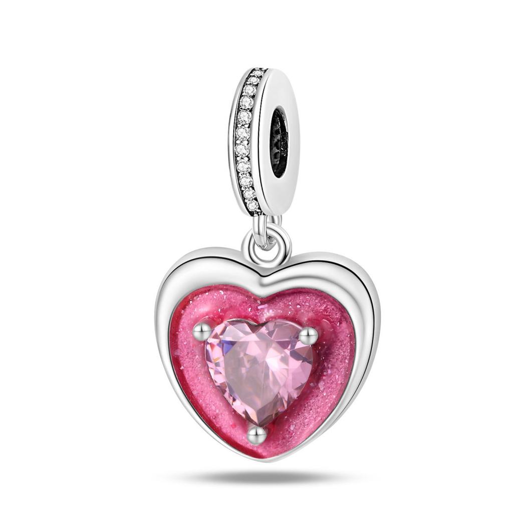 2026 Barbie Pink Girl Heart DIY Jewelry Accessories Bracelet 925 Silver Charm Beads