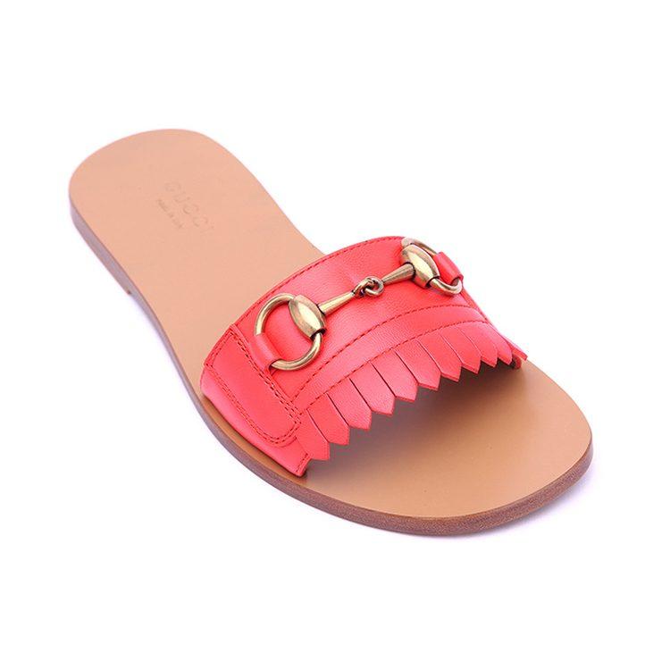 GUCCI Horsebit Slide Slippers Women's Red 517017 C9D00 6433