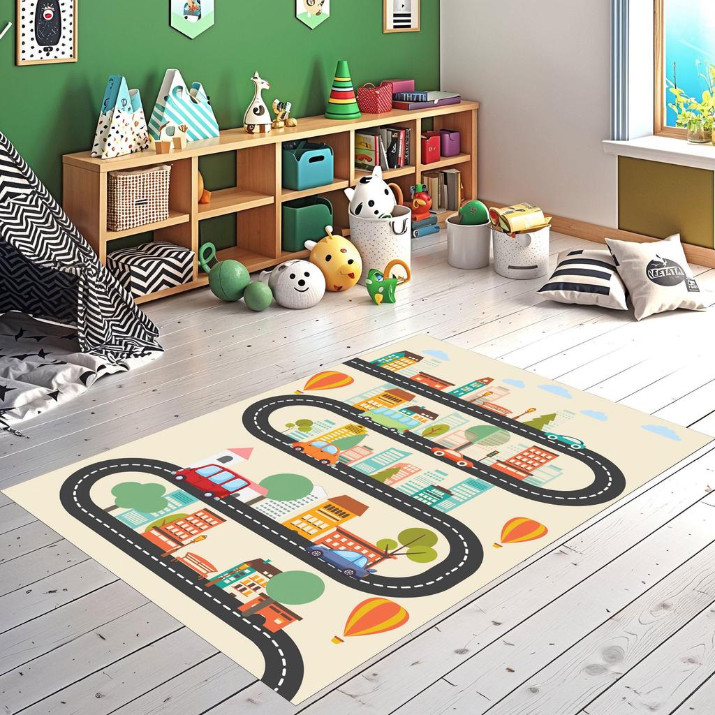 Устойчивый к пятнам машинная стирка, нескользящая основа в горошек с цифровой печатью, образовательный детский ковер нового поколения C6108