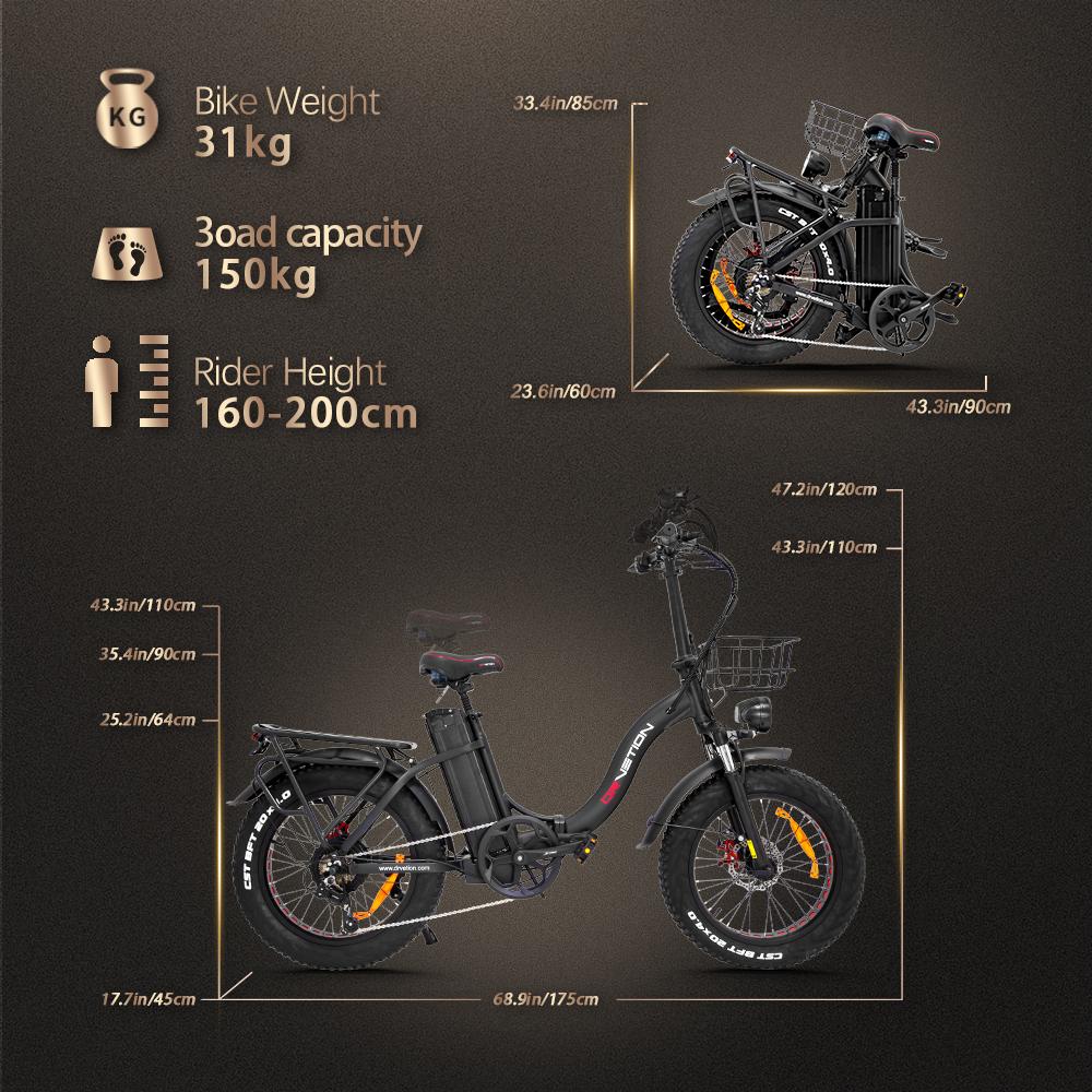 DRVETION CT20 Складной Электровелосипед 20*4.0" Толстые Шины 750 Вт Мотор 48 В 10 Ач/15 Ач/20 Ач Батарея 45 км/ч Макс. Скорость Дисковый Тормоз Shimano 7-скоростей