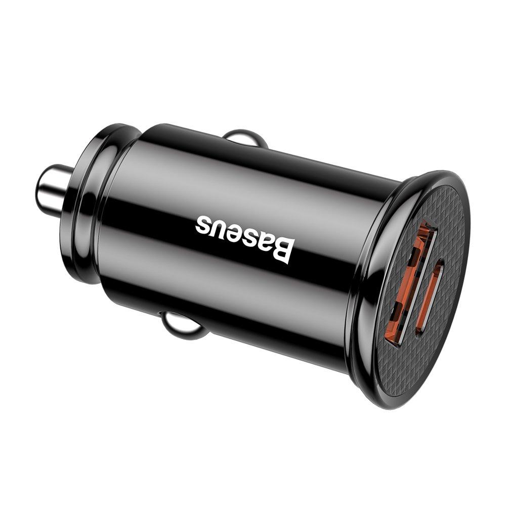 Smart Car Charger with USB and USB-C QC PD Ports, Black