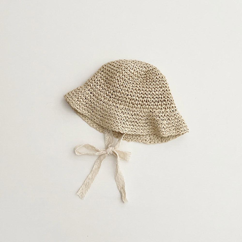 Spring Summer Children Straw Hats Outdoor Baby Sun Hat Trendy Lace Ribbon Straw Hat for Kids