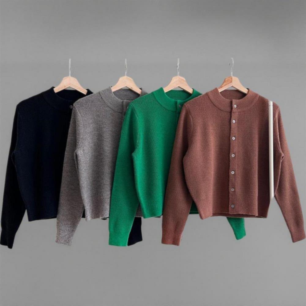 New ArrivalS Open Run Women S Round Neck Rib Knit Semi Crop Cardigan Button Type