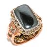 Natural Gunmetal Gemstone Two Tone 925 Sterling Silver Jewelry Ring S.8.5 H0I77