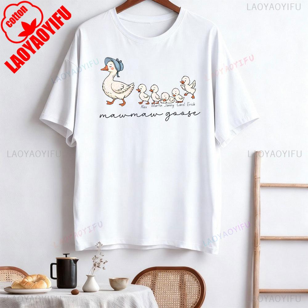 Goose Shirt Grandma Shirt Goose Retro Gift Short-sleeve O-neck Streetwear Classic Pattern High Quality Cotton Tees Streetwear