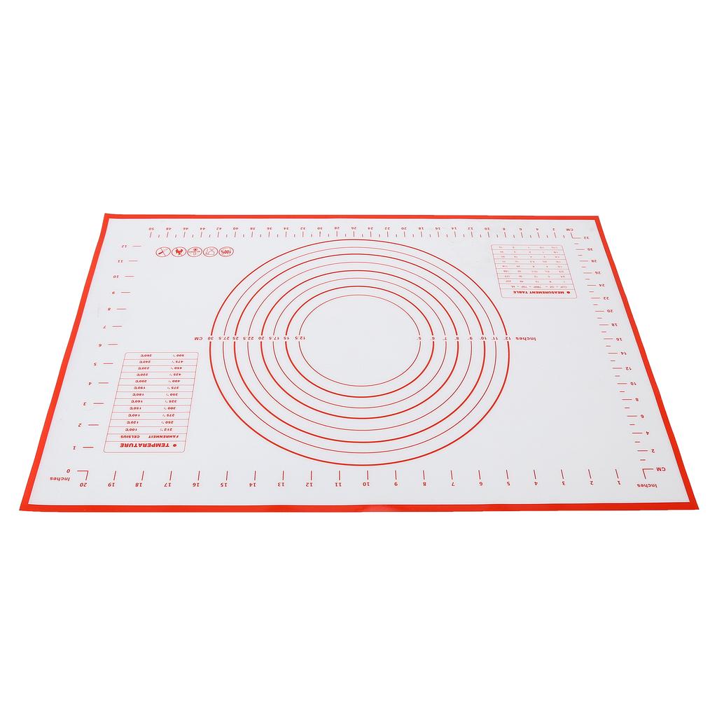 Silicone Baking Mat Reusable Counter Roll Mat Dough Rolling Pastry Mat with Measurement for Pie Crust Pizza CookiesRed