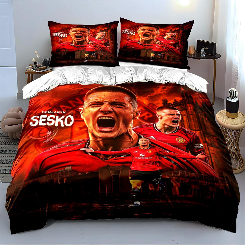 "Red Football Hero Design" Bedding set (1 duvet cover, 2 pillowcases, duvet not included)