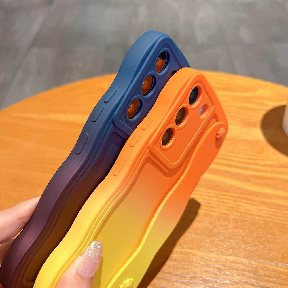 Чехол-подставка с ремешком на запястье для Samsung Galaxy S24 Ultra S23 S22 Plus S21 S20 FE A35 A55 A15 A05 A54 A34 A53 A52 A14, чехол с градиентным браслетом-кронштейном