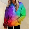 Женская мода Повседневные Универсальные Повседневные толстовки с круглым вырезом Графика Повседневные с длинным рукавом Градиент Лоскутная верхняя одежда с принтом Толстовки
