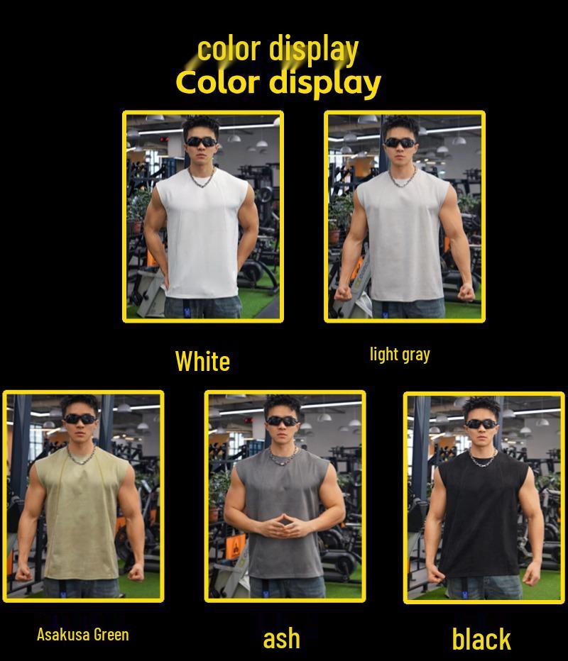 Мужская майка без рукавов из тяжелого хлопка с широкими плечами от American Fitness Brothers для летнего бега и повседневных занятий спортом