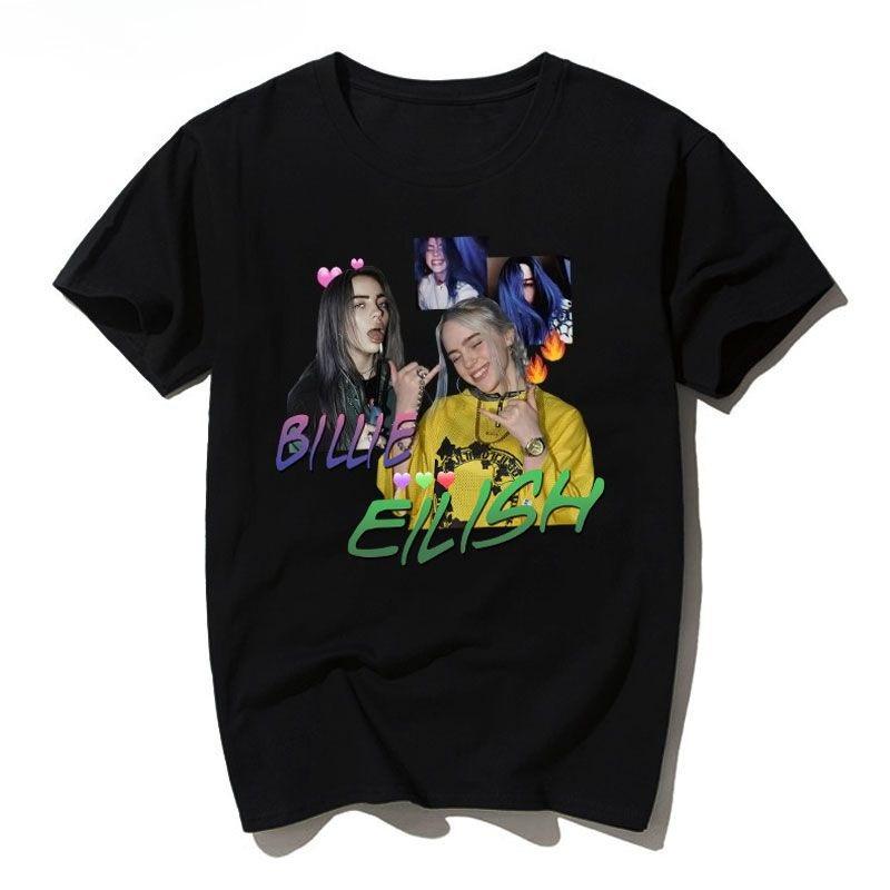 Американский Винтаж Футболка с принтом Billie Eilish Хип-хоп Уличная одежда Повседневные Топы с коротким рукавом Для унисекс Унисекс
