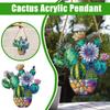 Flowering Cactus Stained Window Hanging Acrylic Window Decoration, Creative Lighting Craft Pendant Home Decoration Hanging