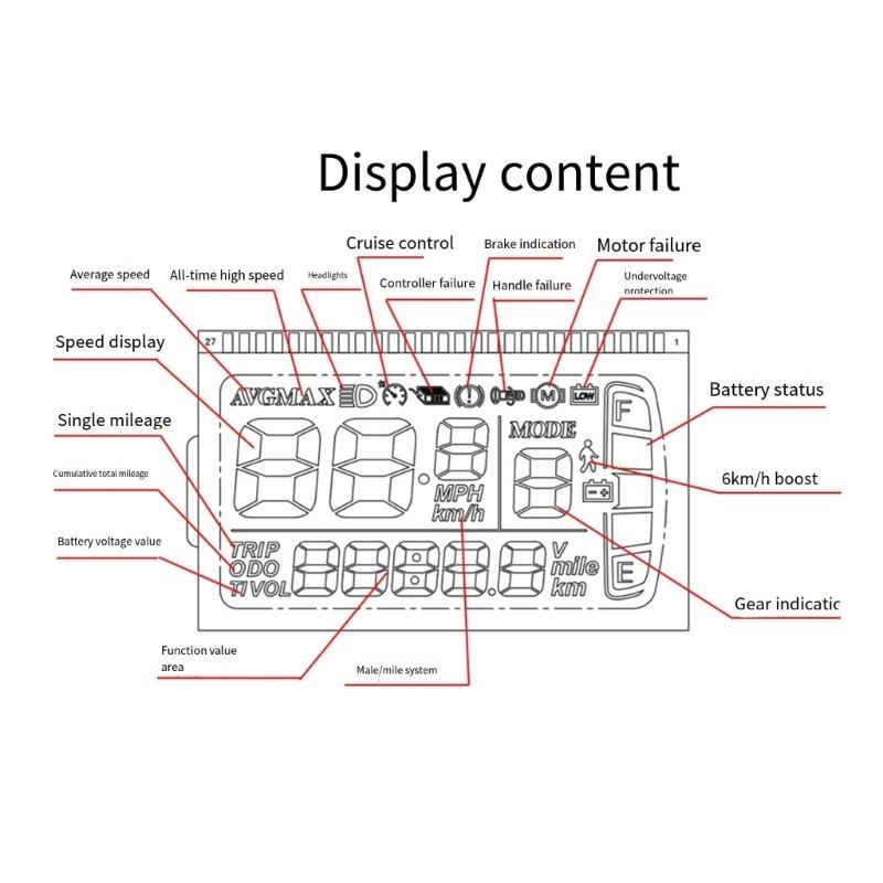 EN06 Electric LCD Display Meter Compatibility with 24V 36V 48V Voltage 5Pin Wiring for Mountain Bikes and Scooters