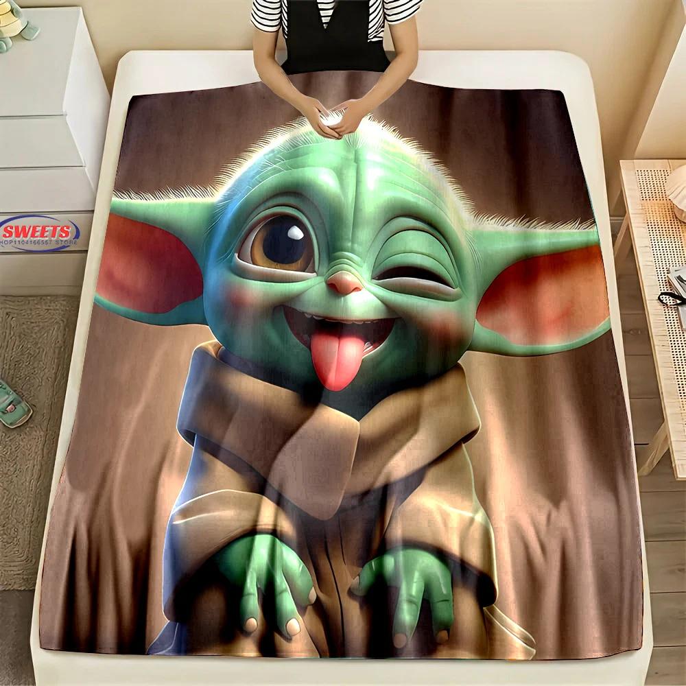 Warm and Cozy Flannel Blanket, Star Wars Grogu Din Djarin Blanket, Sofa Bedroom Office Leisure Nap Cover Blanket,Kid's Nice Gift