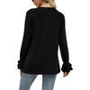 GMXIA Autumn Winter Horn Sleeve Long Sleeve Solid Color T-shirt Top for Women