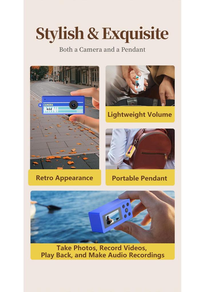Retro Pendant Mini DSLR Thumb Camera - HD Photo & Video Recorder