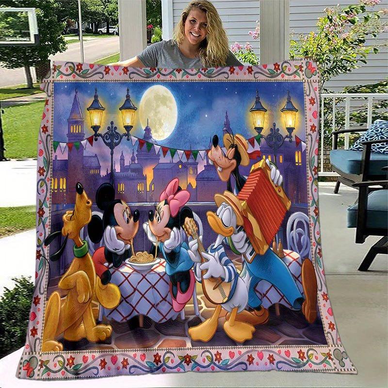 1pc Mickey Mouse and Minnie Flannel Throw Blanket - Soft, Cozy, And Versatile For All Seasons - Perfect For Couch, Bed, Office, And Travel C