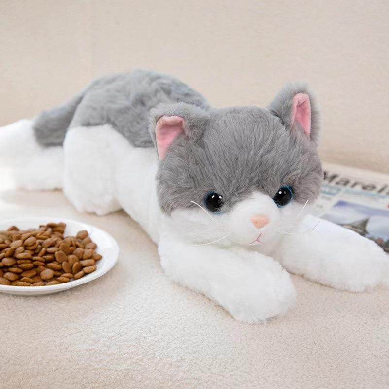 Simulation cat plush toy doll party model, kitten doll, children's birthday gift, sleeping doll