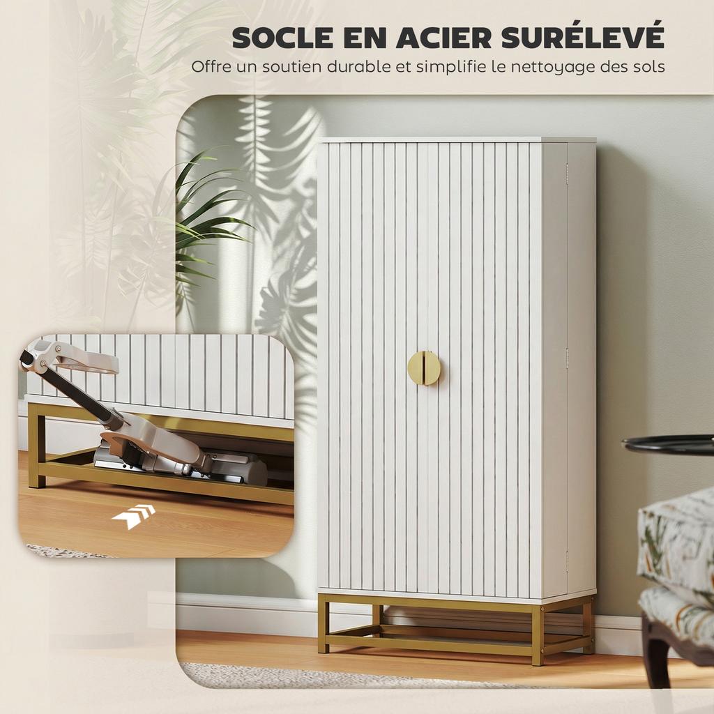 Kitchen Cabinet Kitchen Storage Unit with 12 Door Shelves, Adjustable Shelves, 58x29x119.5cm, White