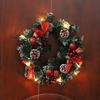 Christmas Wreath With Battery Powered LED Light String Front Door Hanging Garland Holiday Home Decorations