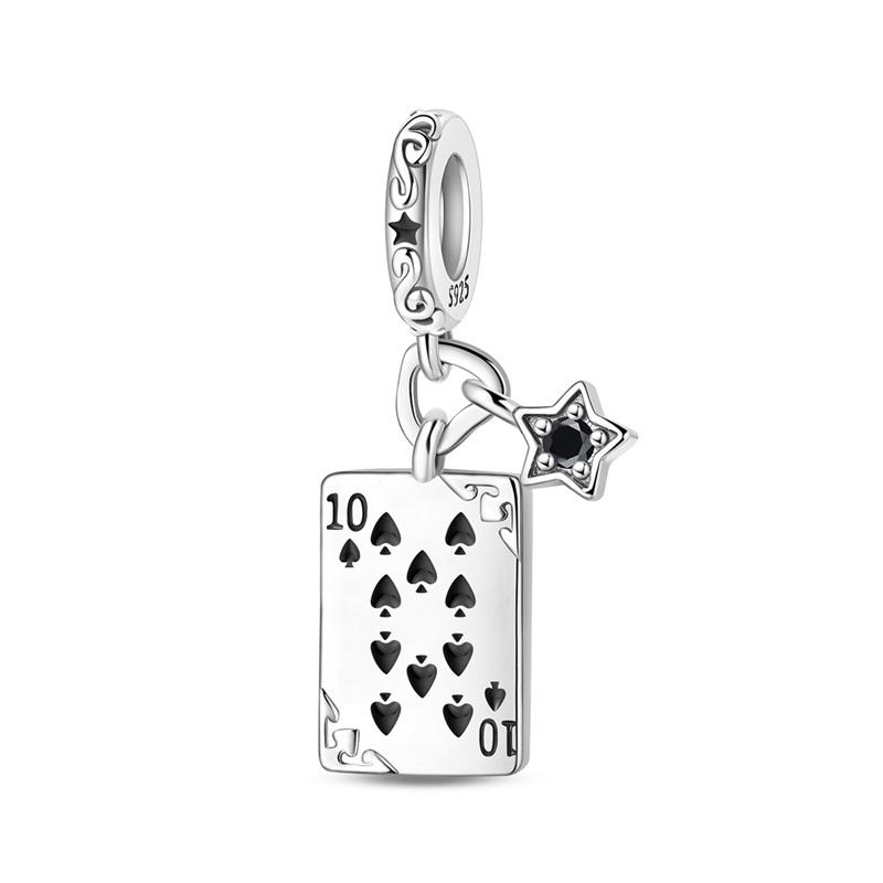 Classic Copper Clown Beads & Playing Card Ace Of Spades Dangle Charm Fits Bracelet Delicate Colorful Jewelry Gifts