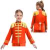 Children's 60s Rock Band Costume - British Star Style Gold Lace Top with Long Sleeves for Music Cosplay