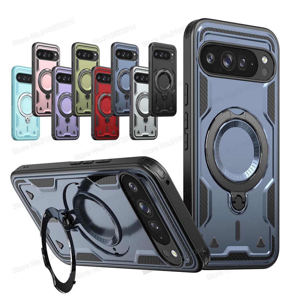 Противоударный бампер для Google Pixel 9 Pro XL 9A с магнитным кольцом-подставкой, чехол для телефона Google Pixel 10 Pro XL, двухслойная крышка