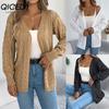 Early Autumn Casual Hollowed-out Lantern Long-sleeved Cardigan Sweater Mid-length Coat Women's Wear
