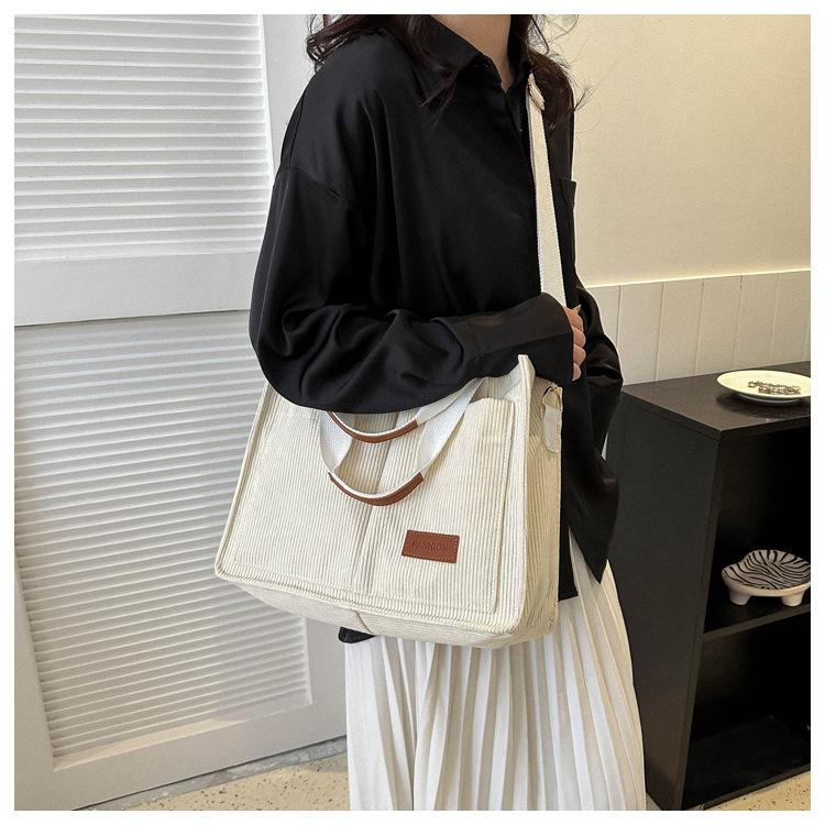 Женская вельветовая сумка-тоут, большие вместительные сумки для женщин, женская сумка-мессенджер, сумка через плечо, женская сумка