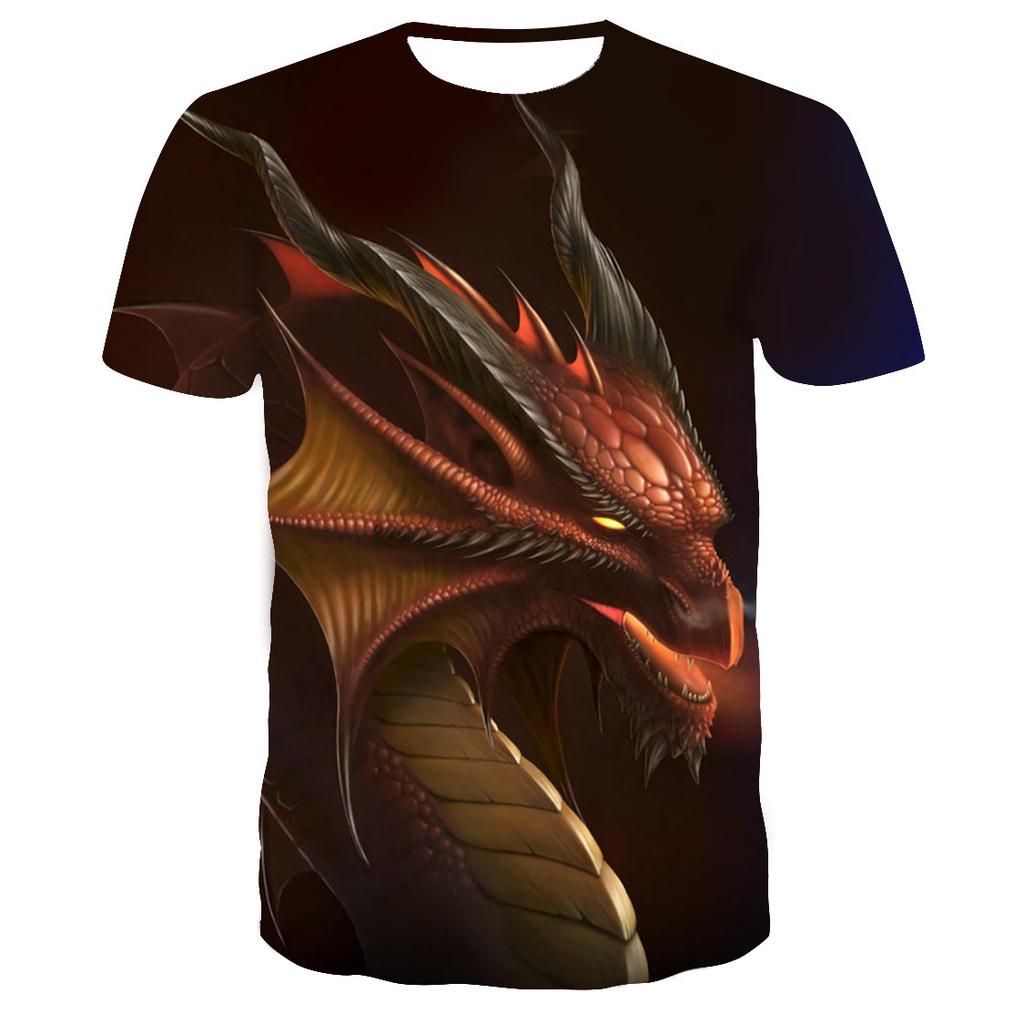 Round Neck Short Sleeve Streetwear Fly Dragon 3D T-shirt Men Women Printed Top Casual Couples Punk T Shirts