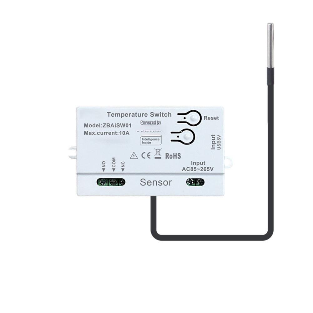 Для Zigbee- Переключатель контроля температуры AC85-265V Вход Сухой контакт 10A Нагрузка Водонепроницаемый датчик Беспроводной монитор Для теплицы Инкубатора