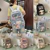 Anime Inspired Transparent Backpack With Pendant And Badge For Students And Daily Use
