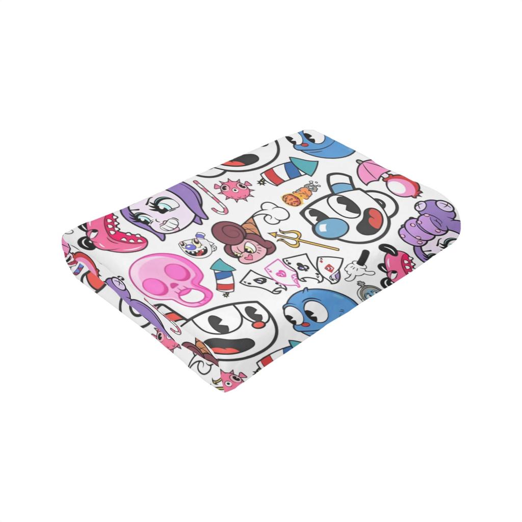 Cartoon Cuphead and Mugman Game Blankets Fleece Spring Autumn Breathable Soft Throw Blankets for Bedding Couch Plush Thin Quilt