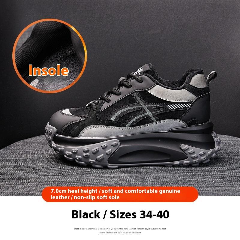 Платформенные кроссовки для папы, женские зимние кожаные кроссовки-хлебушки, с внутренней высотой, на бархатной подкладке, повседневные спортивные кроссовки Forrest Gump