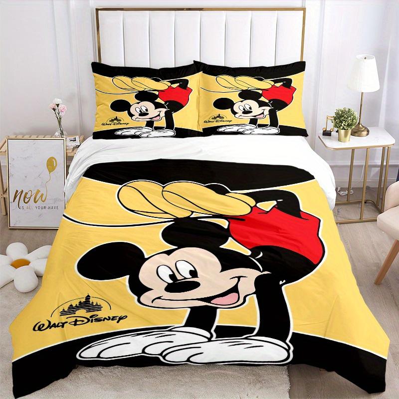 3pcs Mickey Mouse Upside Down Quilt Cover Set, Soft and Cozy Bedroom, Guest Room and Dorm Decorative Bedding 3-Piece Set 1 Quilt Cover + 2 P