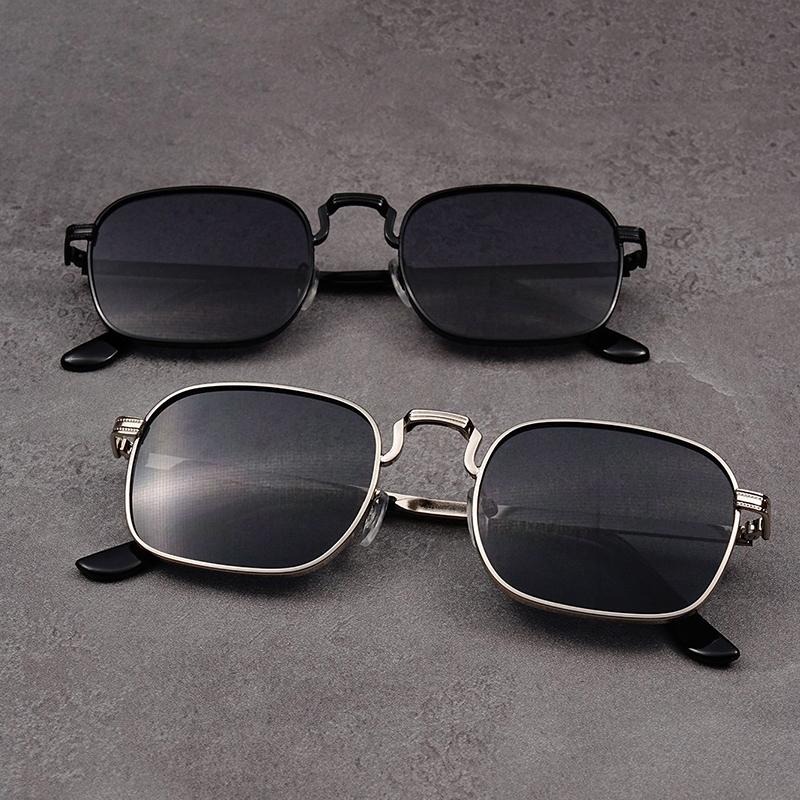 Vintage Square Sunglasses Men New Fashion Metal Rim Multi-color Decor Shades Women Trendy Luxury Brand Design Sun Glasses