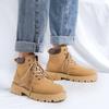 British Style Thick Soled High Top Boots Men Leather Shoes Fashion Motorcycle Ankle Boots Winter Boots Man Popular Yellow Boots