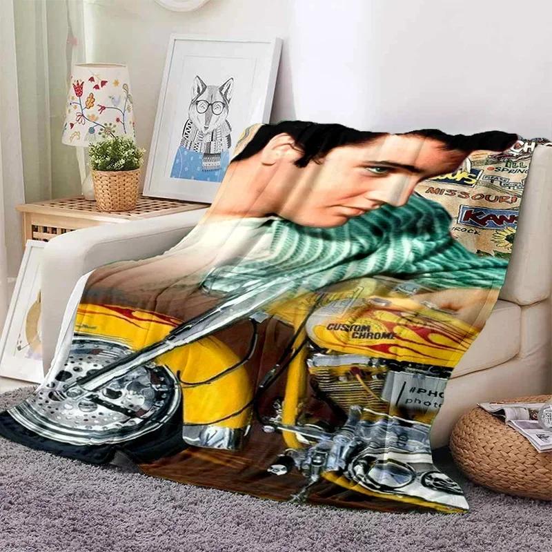 E-Elvis Presley Throw Blanket Soft Flannel Thin for Bed Sofa Cover Bedspread Home Deco Picnic Cooling Blankets for Beds Gift
