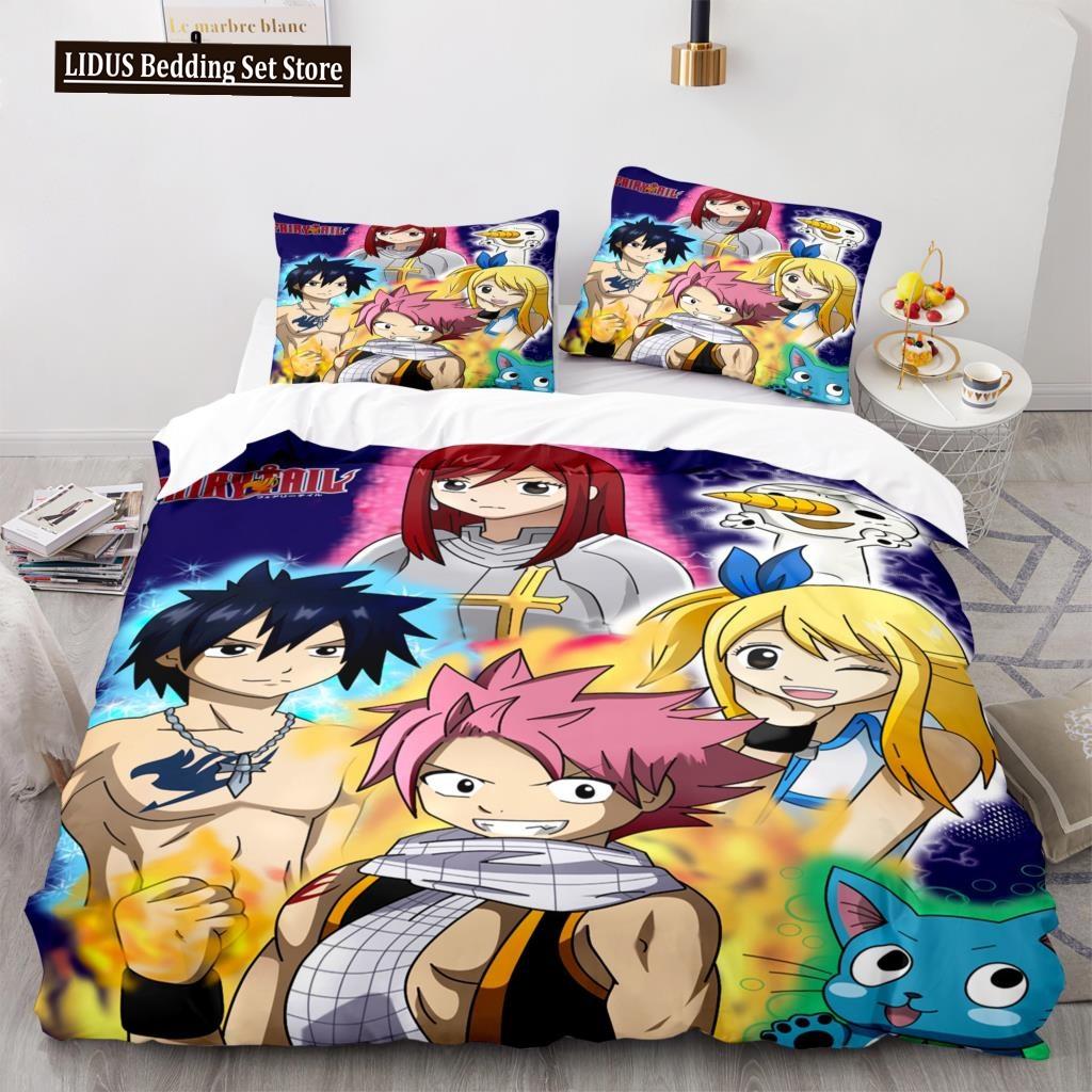 Новый комплект постельного белья Fairy Tail для мальчиков и девочек в японском стиле, подарок для спальни, односпальная кровать, двуспальная кровать, домашний текстиль, дропшиппинг