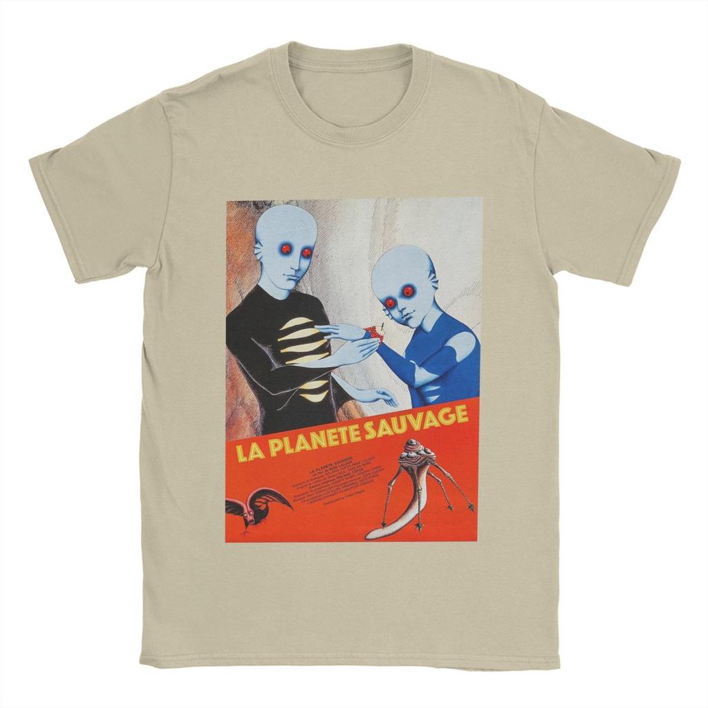 Фантастическая планета Дикая планета Мужская футболка Винтажная футболка Футболка с коротким рукавом и круглым вырезом Хлопок Одежда больших размеров