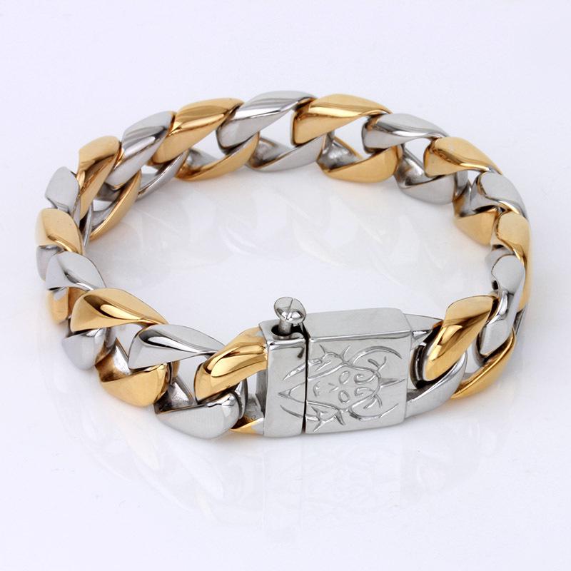 Kalen Men's Trendy Stainless Steel & Gold Korean Style Bracelet