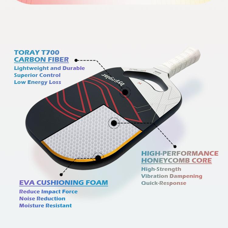 T700 Carbon Fiber Edgeless Pickleball Paddle Smile Hollow Cutout Thermoformed Integrated Design USAPA Standard Compliant Pro Tournament Paddle